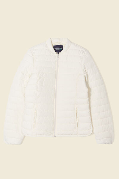 Doudoune droite zippée ecru femme