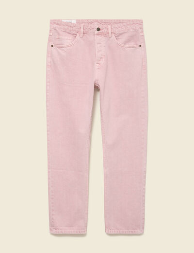 Jeans straight longueur 32 en coton rose homme