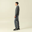 Pull col rond manches longues gris fonc&eacute; homme