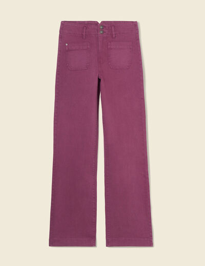 Pantalon flare taille haute rose framboise femme