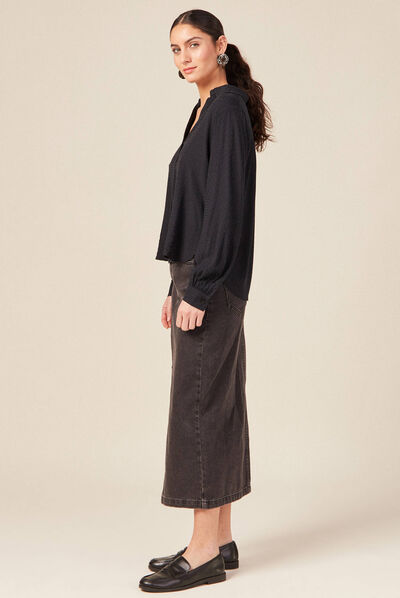 Blouse manches longues noir femme