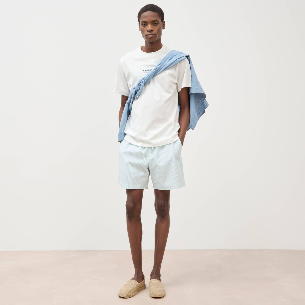 T-shirt en coton ecru homme