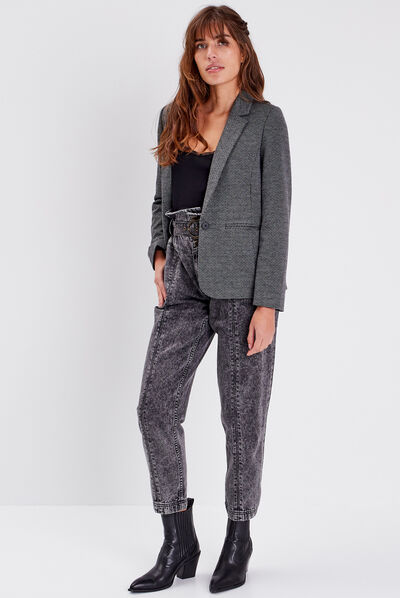 Veste blazer droite noir femme