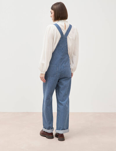 Salopette en coton aspect jeans denim stone femme
