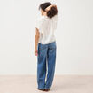 Blouse ample col montant manches courtes ecru femme