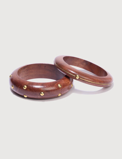 Lot de 2 bracelets marron femme
