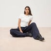 Pantalon ample taille standard bleu marine femme