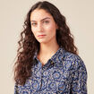 Robe longue droite manches longues bleu femme