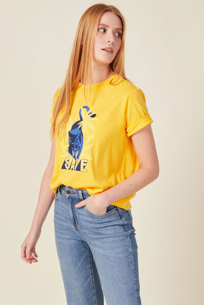 T-shirt manches courtes jaune or femme