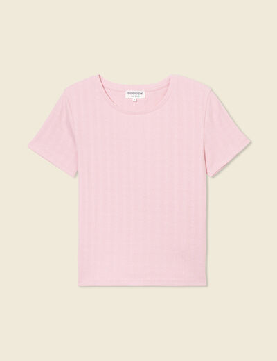 T-shirt manches courtes rose poudrée femme
