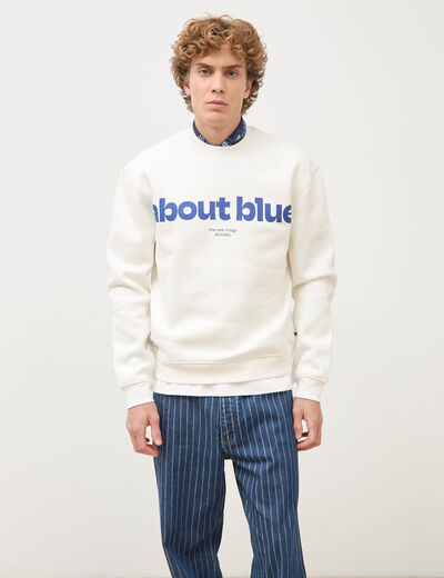 Sweat droit col rond manches longues ecru homme