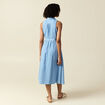 Robe longue trap&egrave;ze jean denim bleach femme