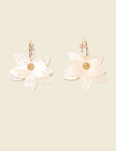 Boucles d'oreilles pendantes creme femme