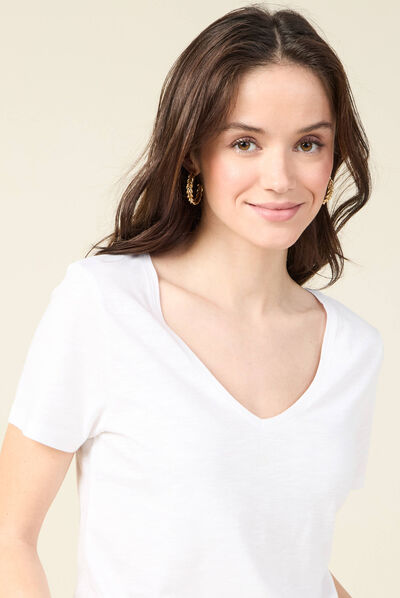 T-shirt manches courtes blanc femme
