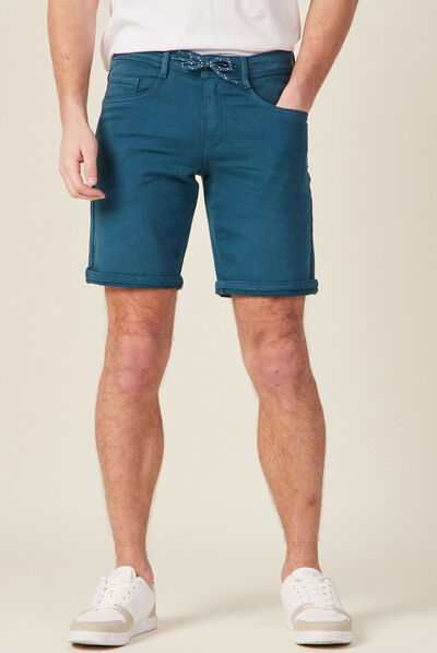 Bermuda droit 5 poches vert canard homme