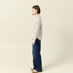 Pull manches longues col en V creme femme