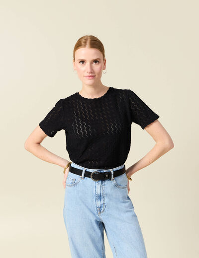 T-shirt manches courtes noir femme