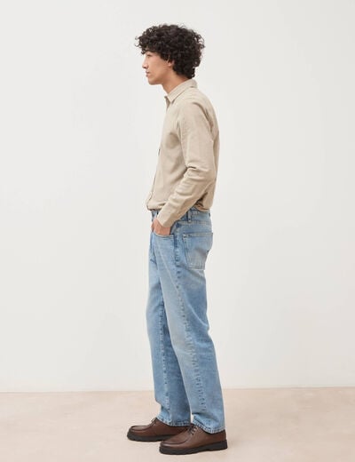 Jeans straight longueur 32 en coton denim used homme