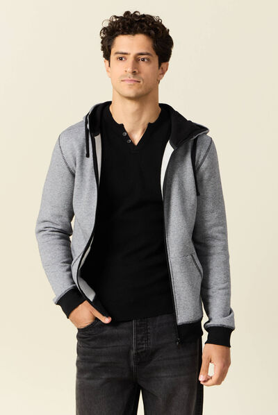 Gilet manches longues zippé bleu marine homme