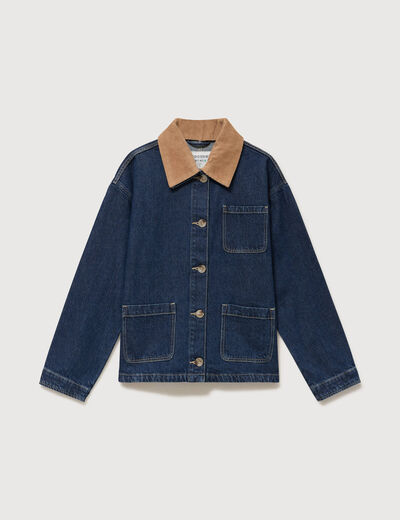 Veste en jeans manches longues denim brut clean femme