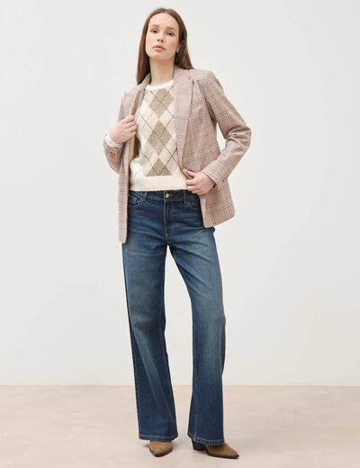 Pull sans manches col rond ecru femme