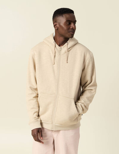 Sweat manches longues zippé beige homme
