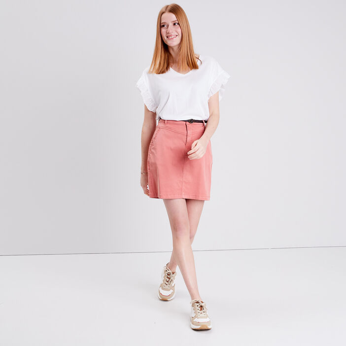 Jupe droite éco-responsable rose poudrée femme