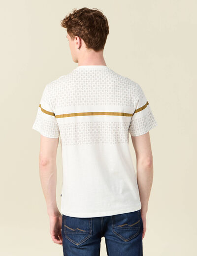 T-shirt col rond manches courtes ecru homme