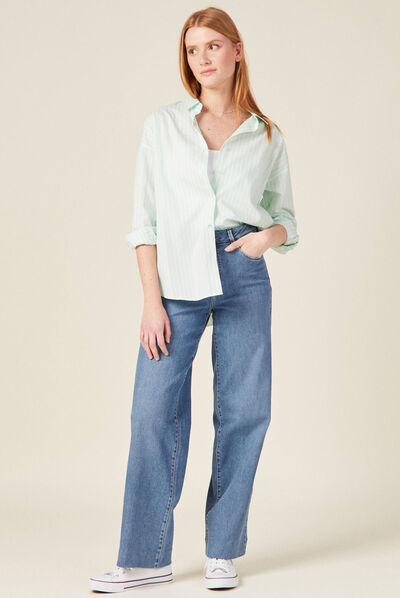 Chemise manches longues vert pastel femme