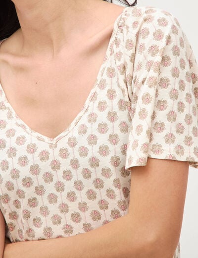 T-shirt manches courtes jaune pastel femme