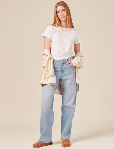 Jeans wide leg denim bleach femme
