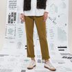 Pantalon chino cigarette vert olive femme