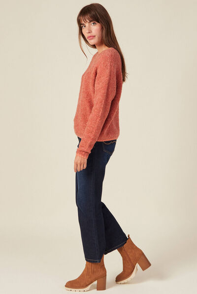 Pull éco-responsable orange foncé femme