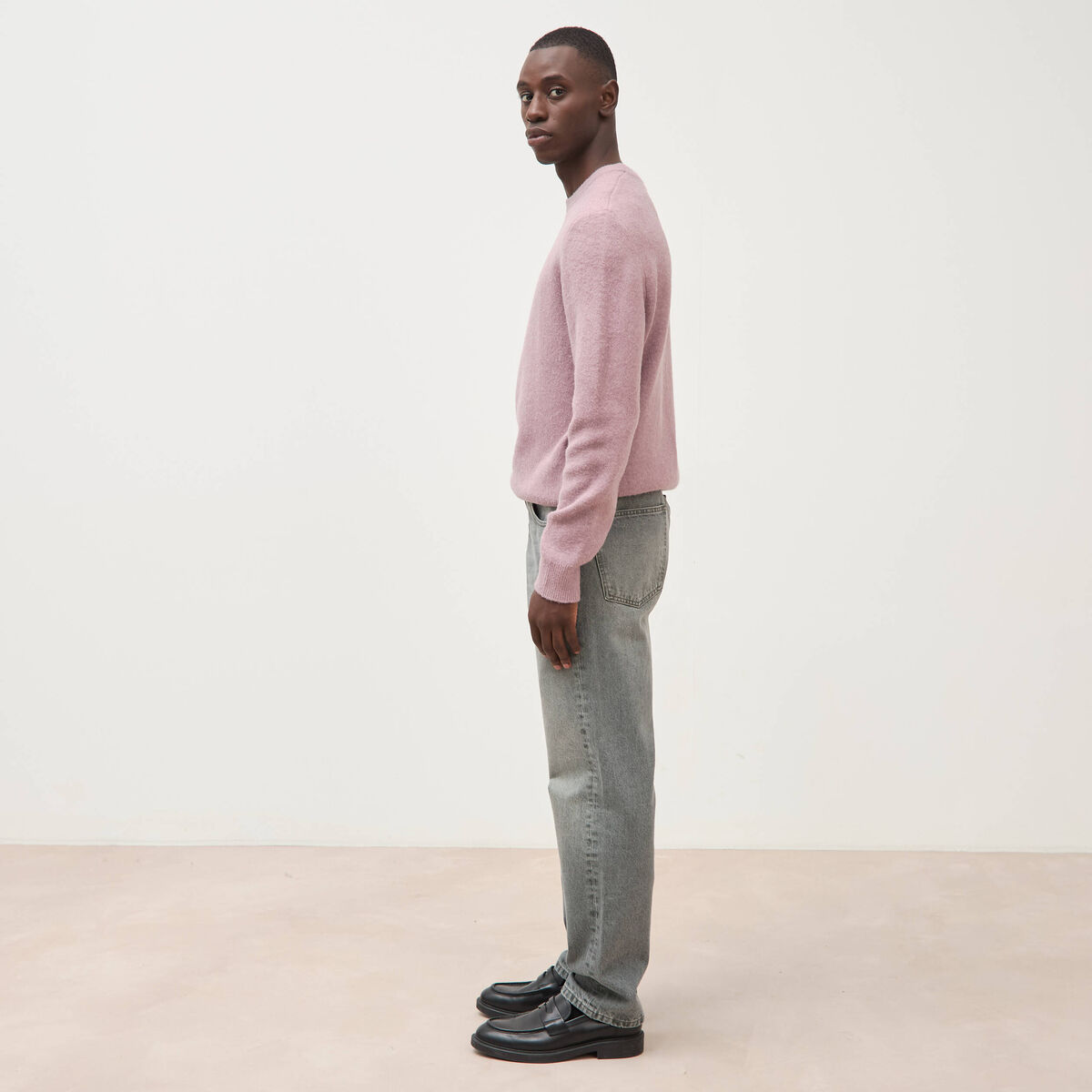Jeans straight longueur 32 en coton denim gris homme