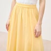 Jupe longue &eacute;vas&eacute;e en coton doubl&eacute;e jaune clair femme
