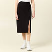 Jupe midi droite fendue noir femme