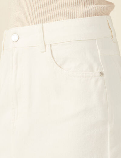 Jupe midi fourreau denim blanc femme