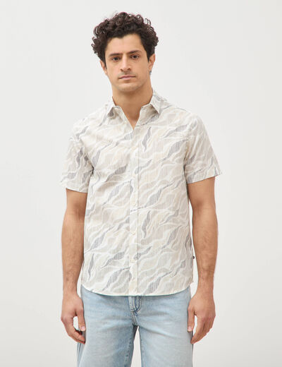 Chemise manches courtes beige homme