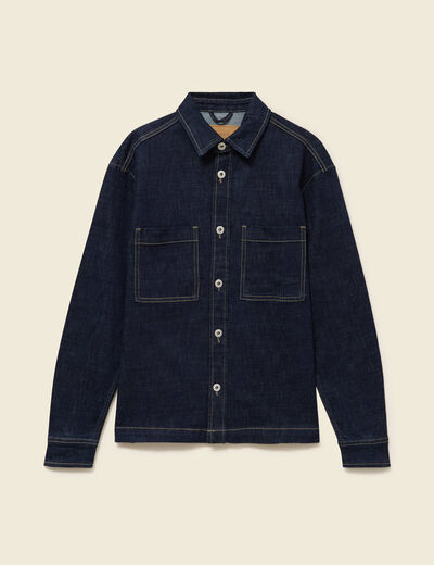 Surchemise en jeans manches longues denim brut clean homme