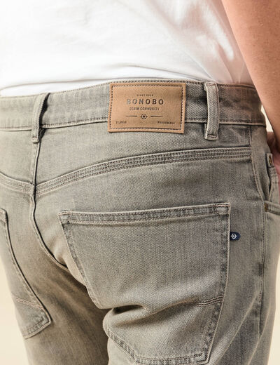 Jeans straight longueur 34 denim snow gris homme