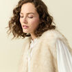 Gilet col tailleur manches longues creme femme