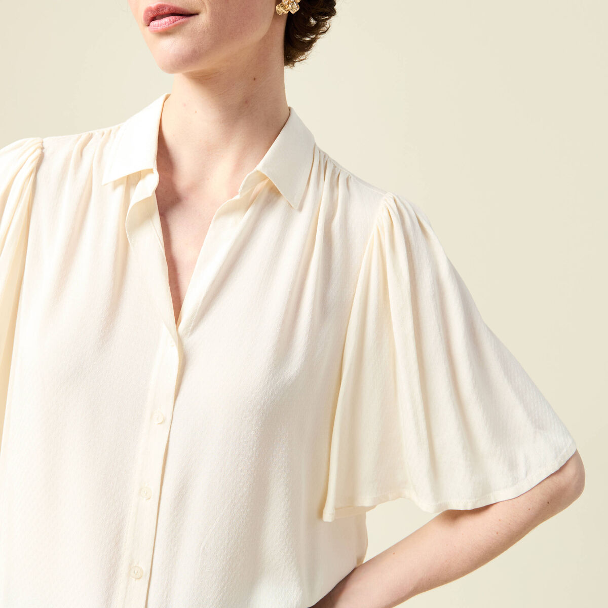 Chemise manches courtes creme femme