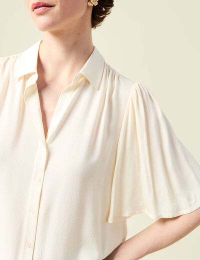 Chemise manches courtes creme femme
