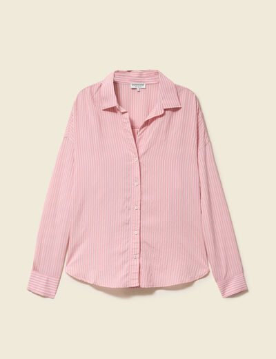Chemise oversize manches longues fluide orange corail femme