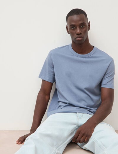 T-shirt en coton manches courtes bleu gris homme