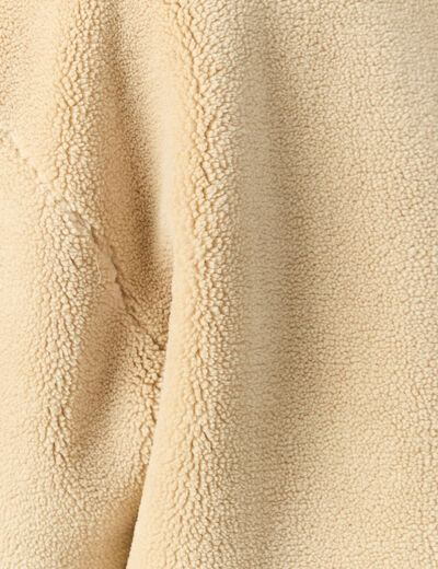 Veste oversize effet polaire col montant creme femme