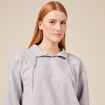 Sweat col camionneur boutonn&eacute; gris femme