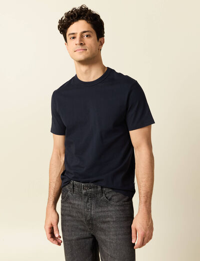 T-shirt en coton manches courtes bleu marine homme