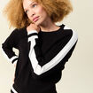 Pull col rond manches longues noir femme