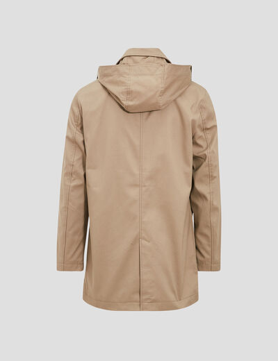 Trench droit à capuche beige homme